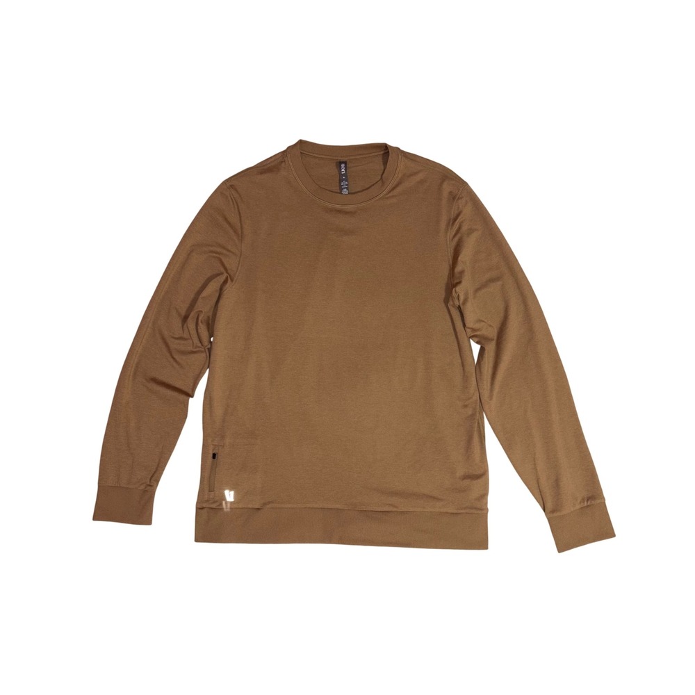 VUORI Ponto Performance Crew Men XL Brown Long Sleeve Shirt V224 Pocket Pullover